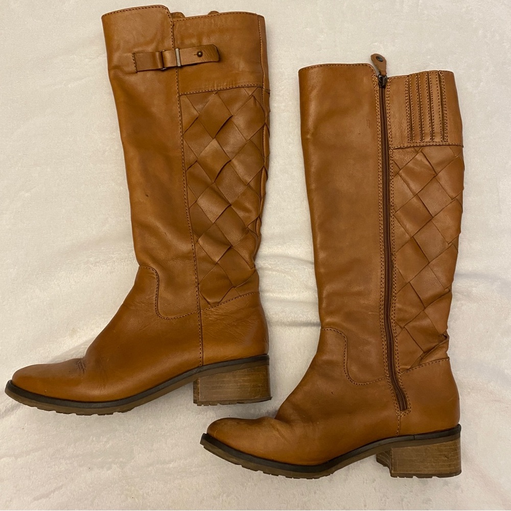 Fabianelli Brown Woven Leather Riding Boots G173 Size 37